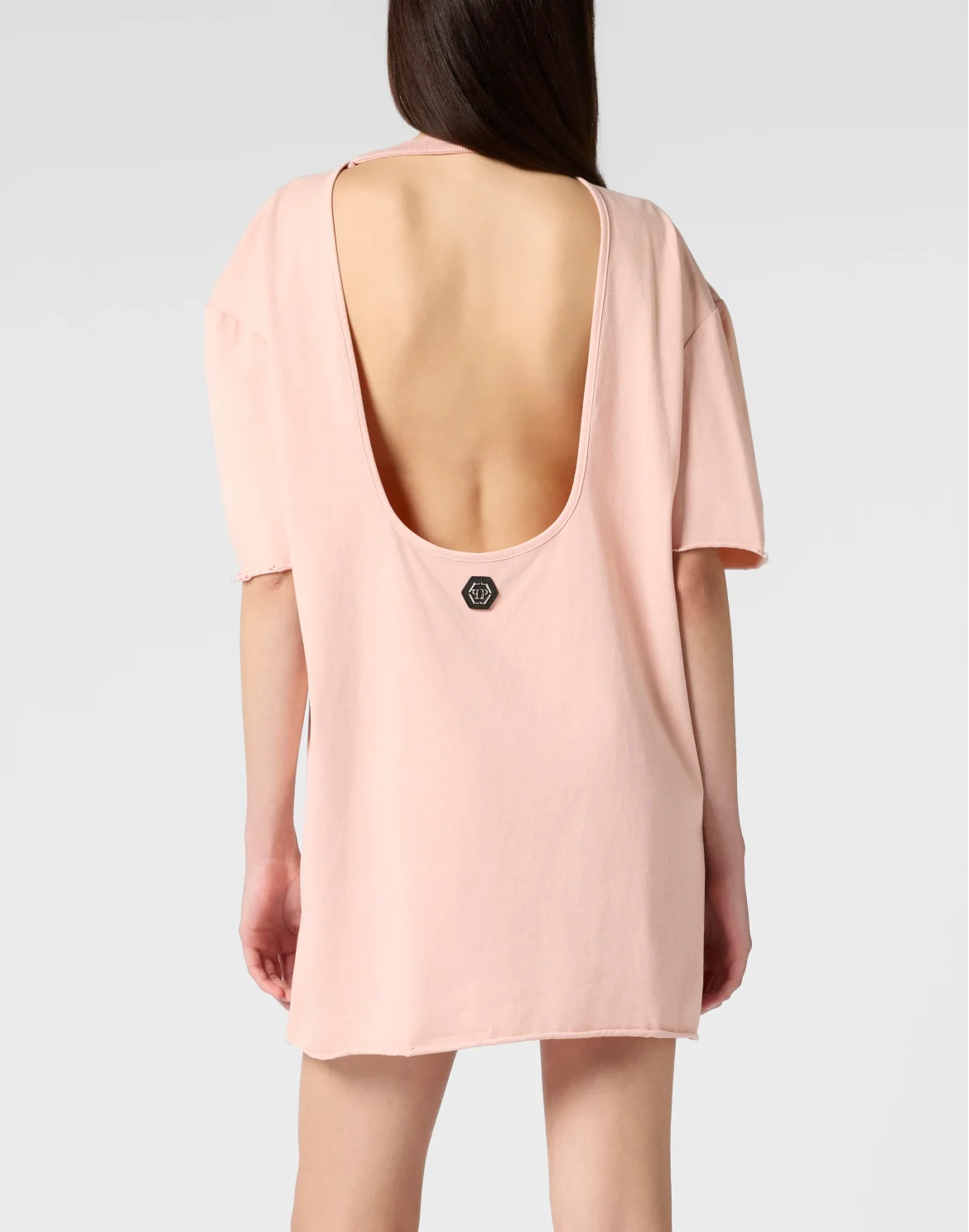 Open Back T-Shirt Dress Butterfly Tattoo, цвет: Розовый