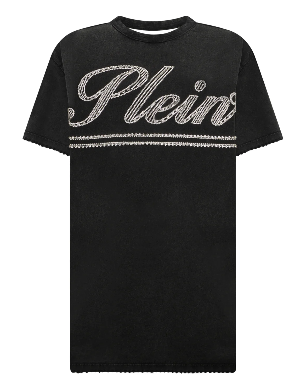 Open Back T-Shirt Dress Strass Signature, цвет: Черный