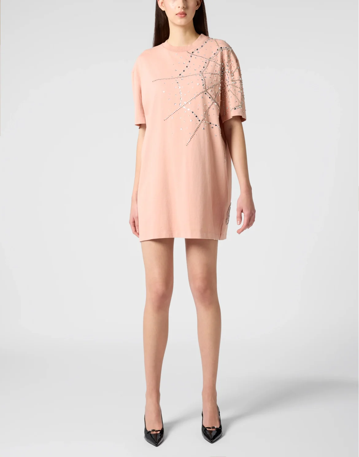 T-Shirt Dress Spiderweb Strass, цвет: Розовый