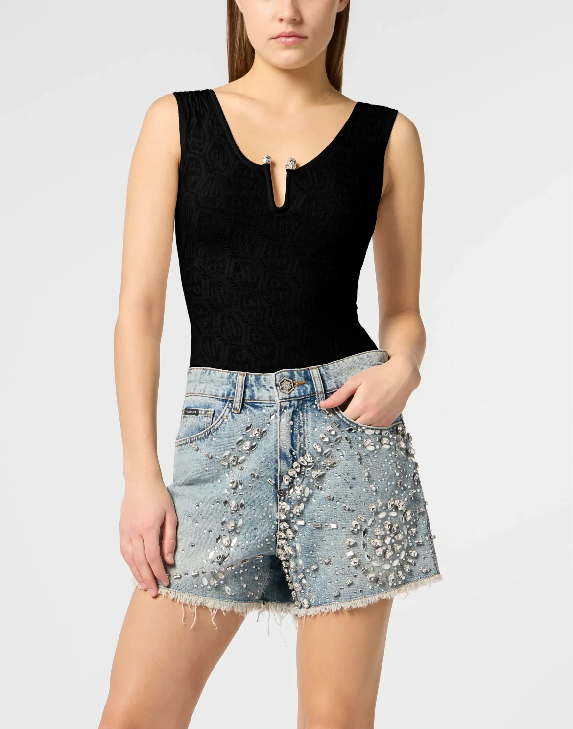 Knit Tank Top Piercing Monogram, цвет: Черный