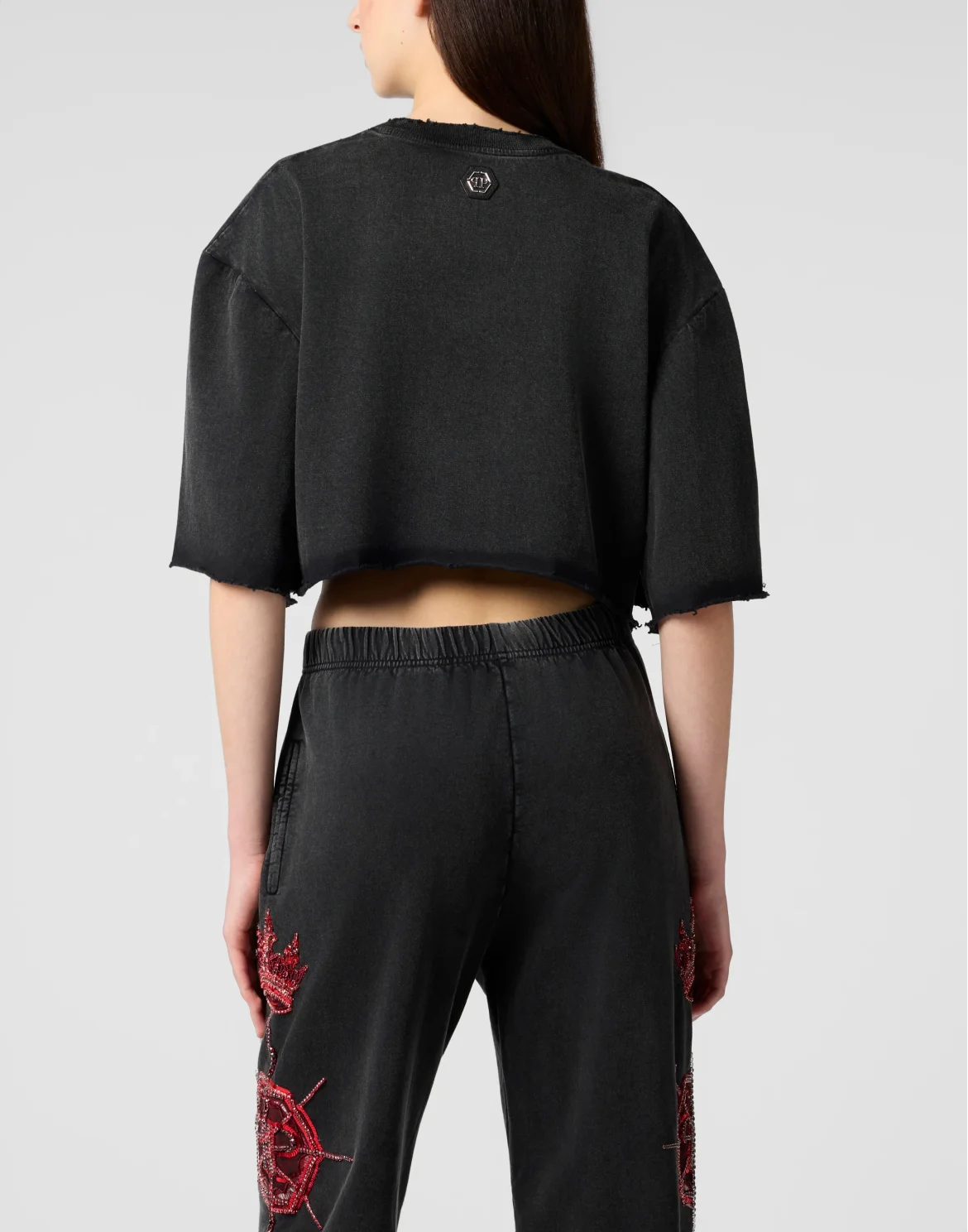 Cropped T-Shirt Butterfly Tattoo, цвет: Черный