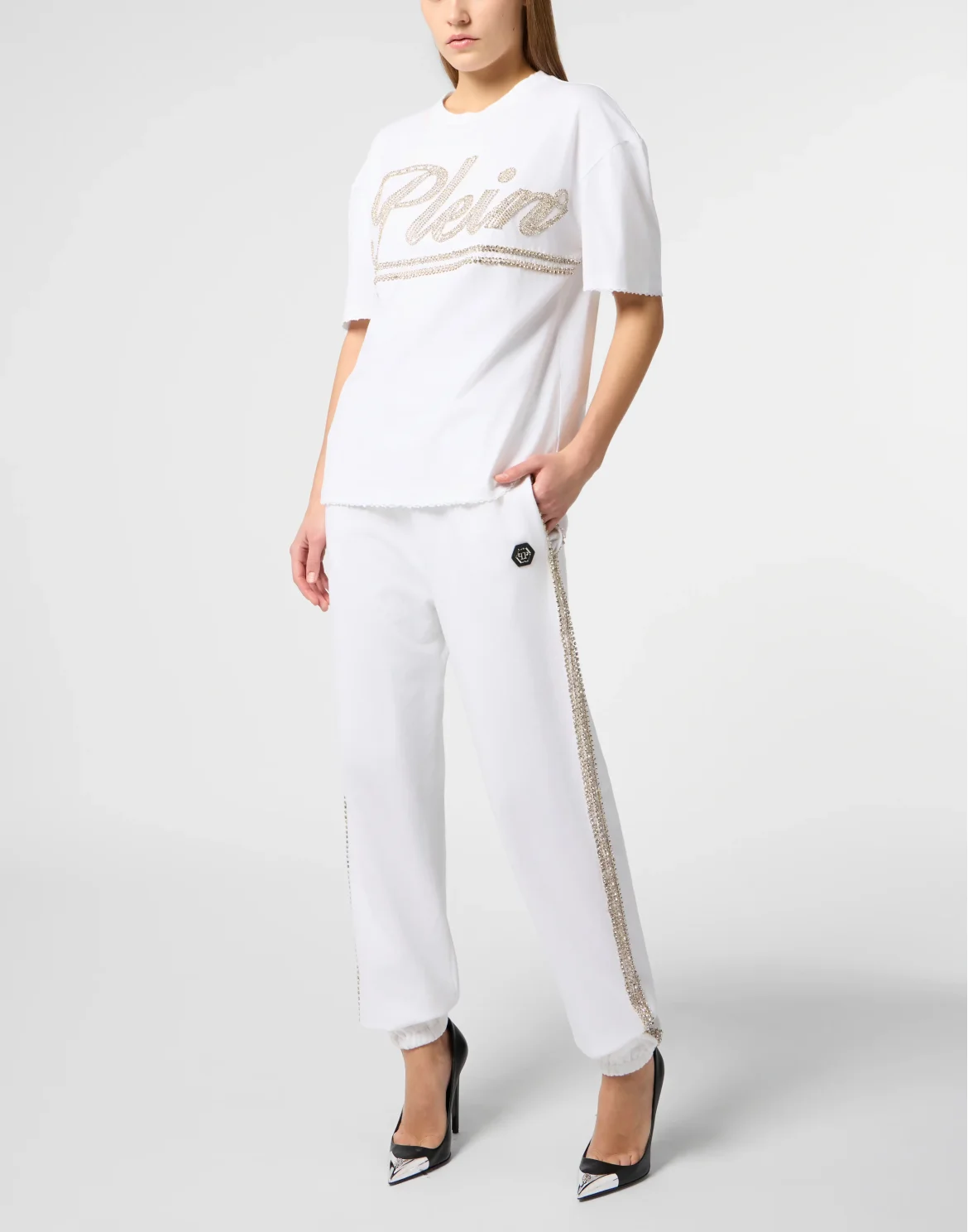Man Fit T-Shirt Strass Signature, цвет: Белый