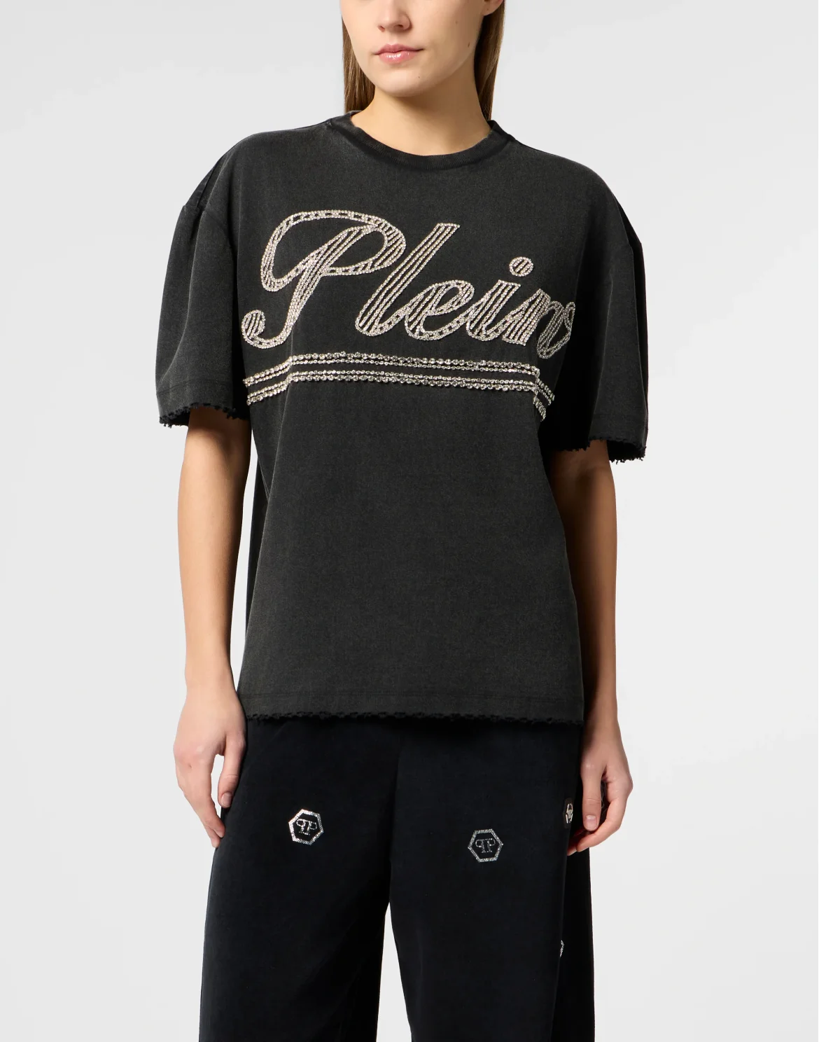 Man Fit T-Shirt Strass Signature, цвет: Черный