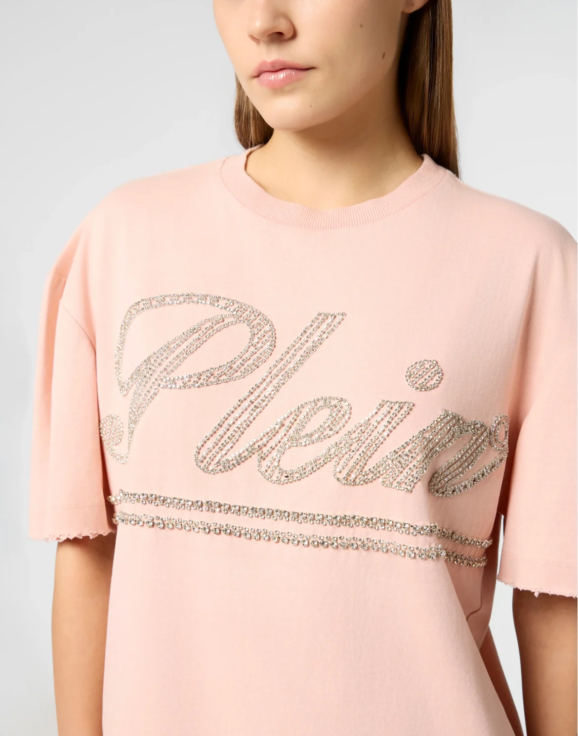 Man Fit T-Shirt Strass Signature, цвет: Розовый