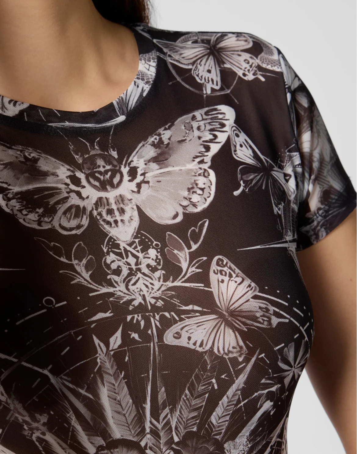 Tulle Sexy Pure Fit T-Shirt Butterfly Tattoo, цвет: Черный