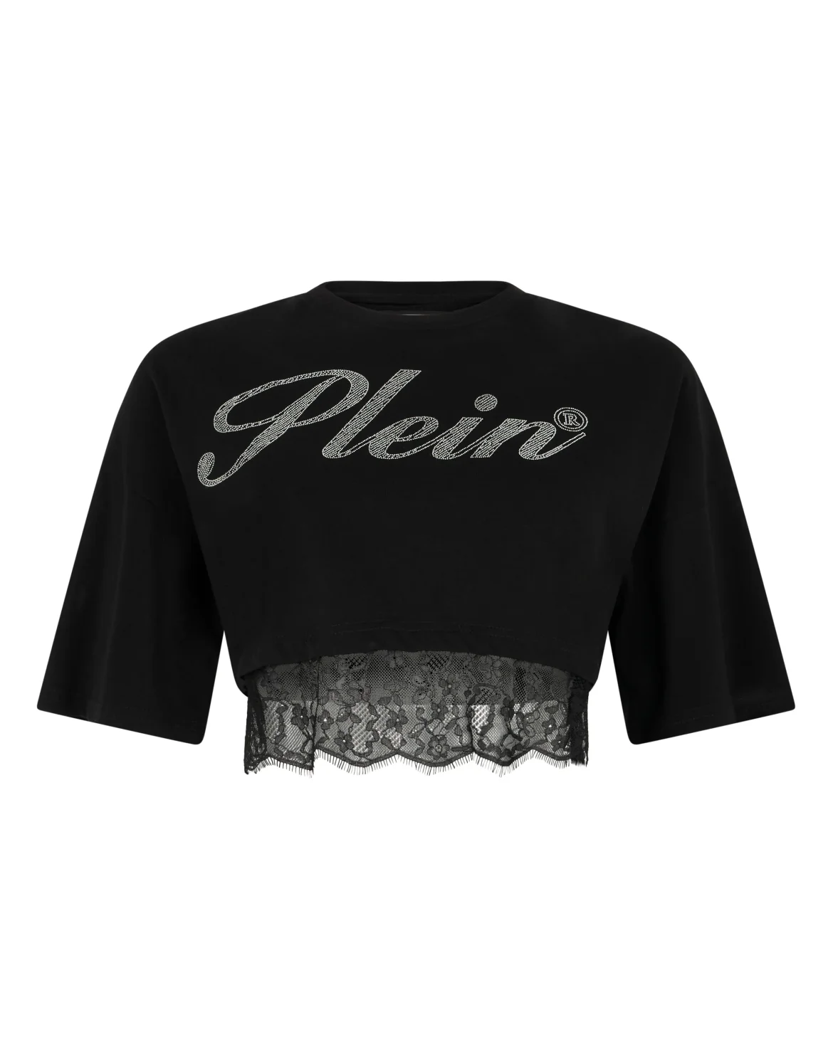 Cropped T-Shirt Lace, цвет: Черный