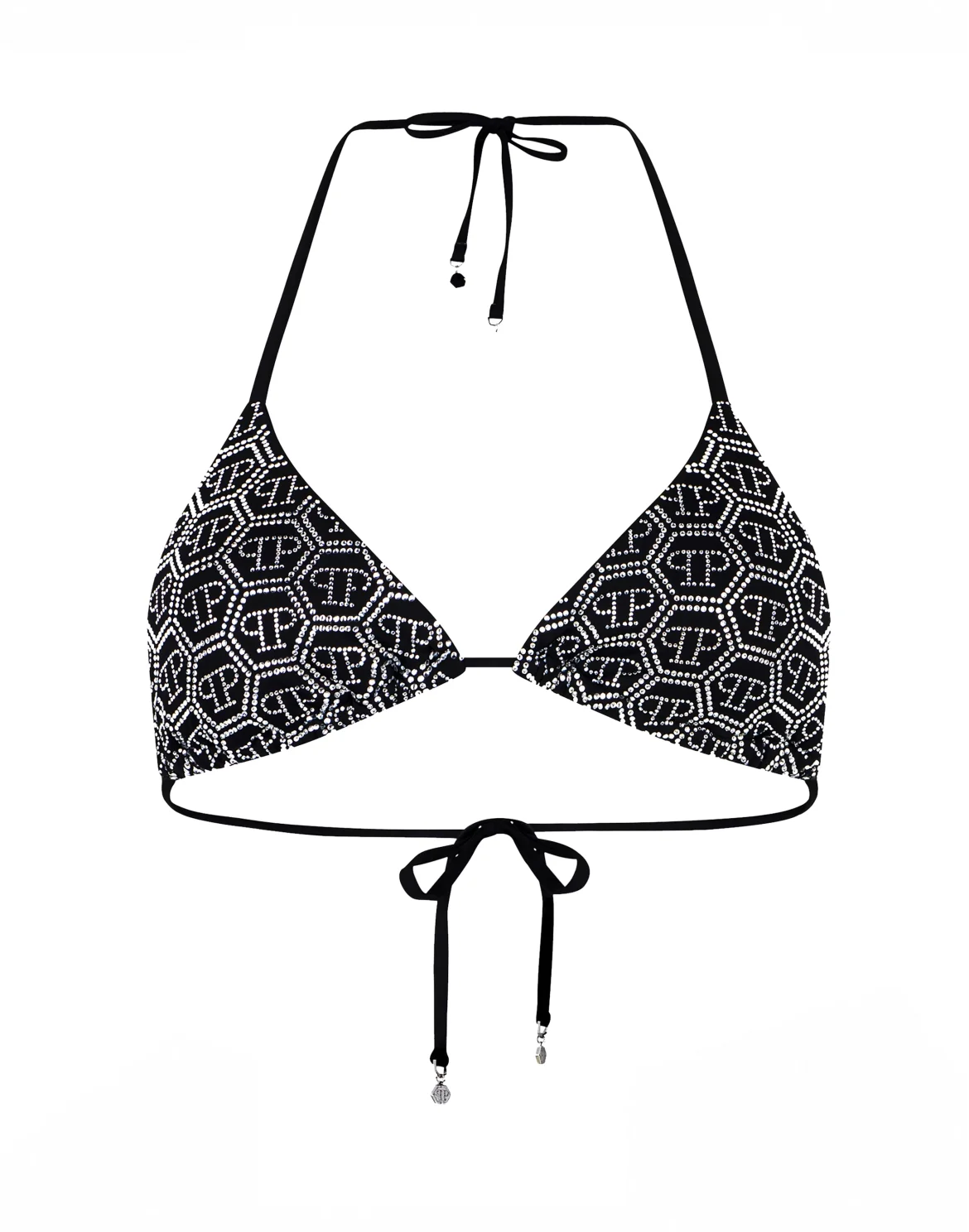 Swimming Triangle Bra Monogram Strass, цвет: Черный