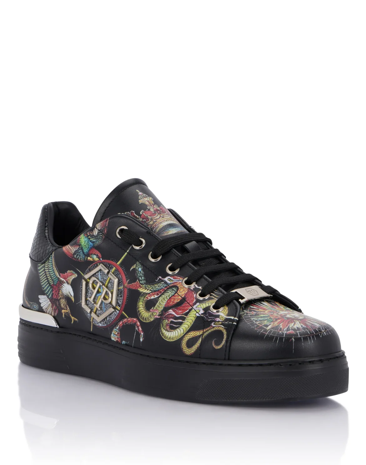 Printed Low-Top Sneakers, цвет: Черный