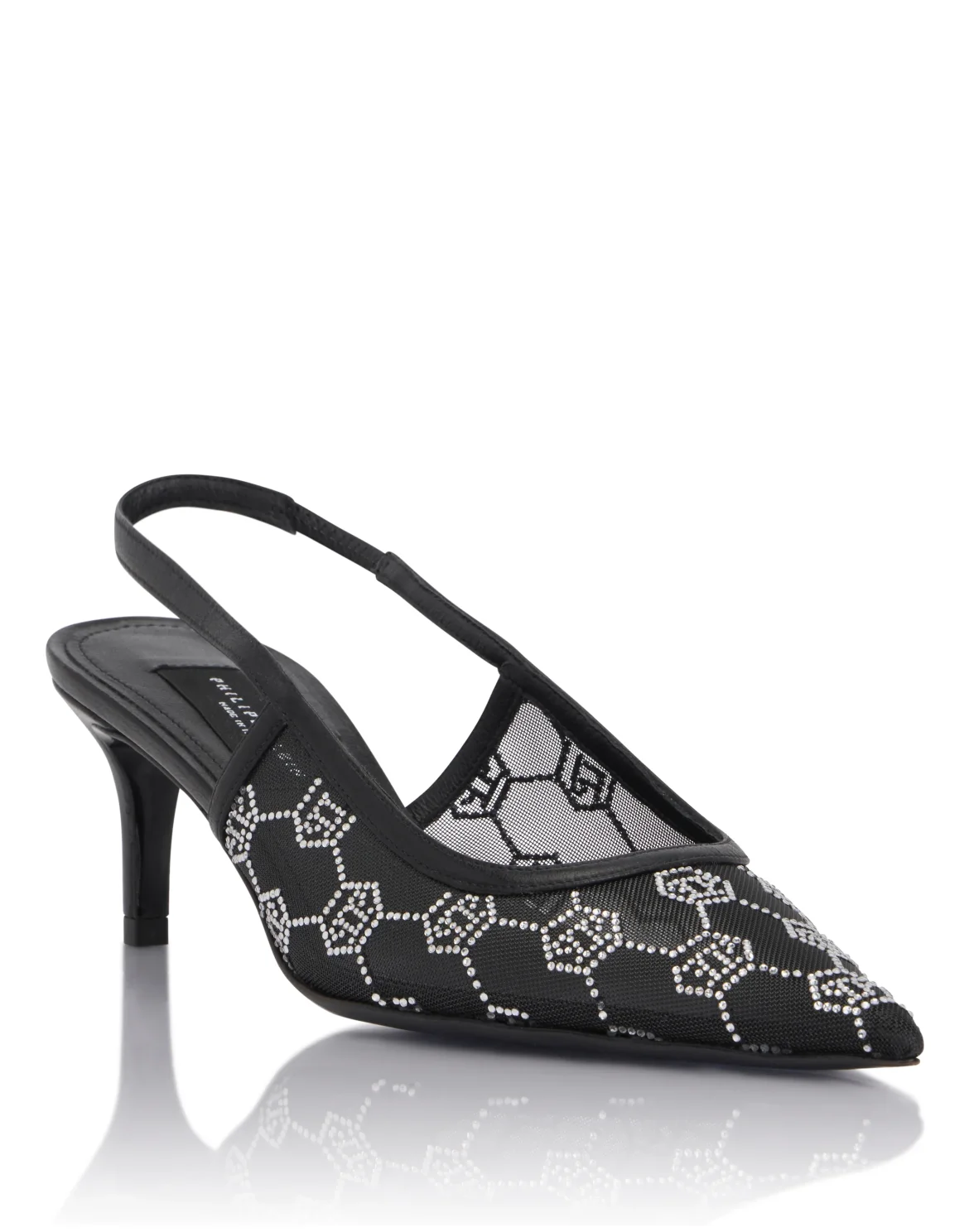 Mesh Slingbacks Monogram Strass 6, цвет: Черный