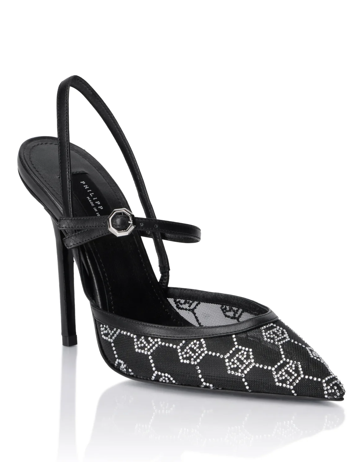 Mesh Slingbacks Monogram Strass 11, цвет: Черный
