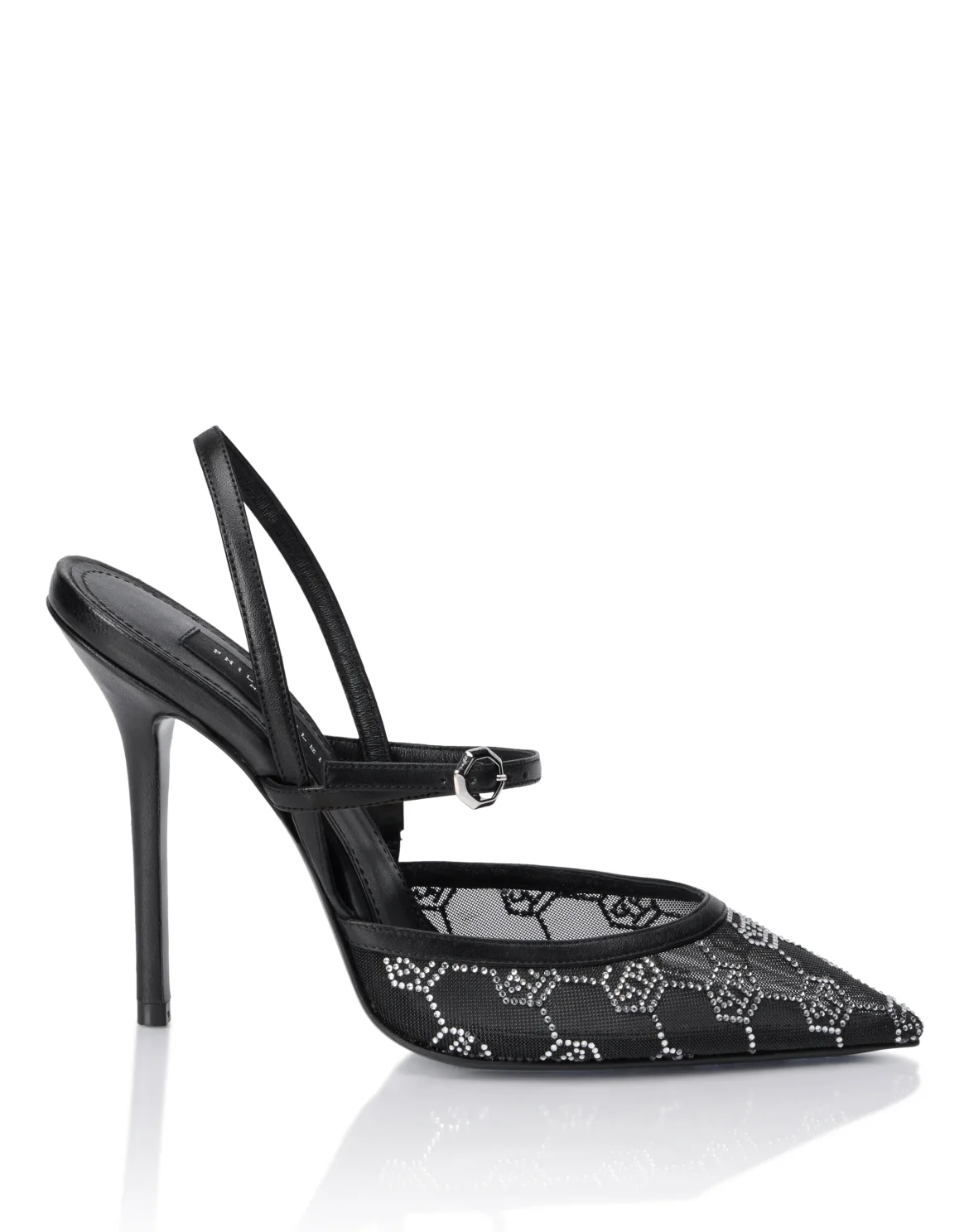 Mesh Slingbacks Monogram Strass 11, цвет: Черный