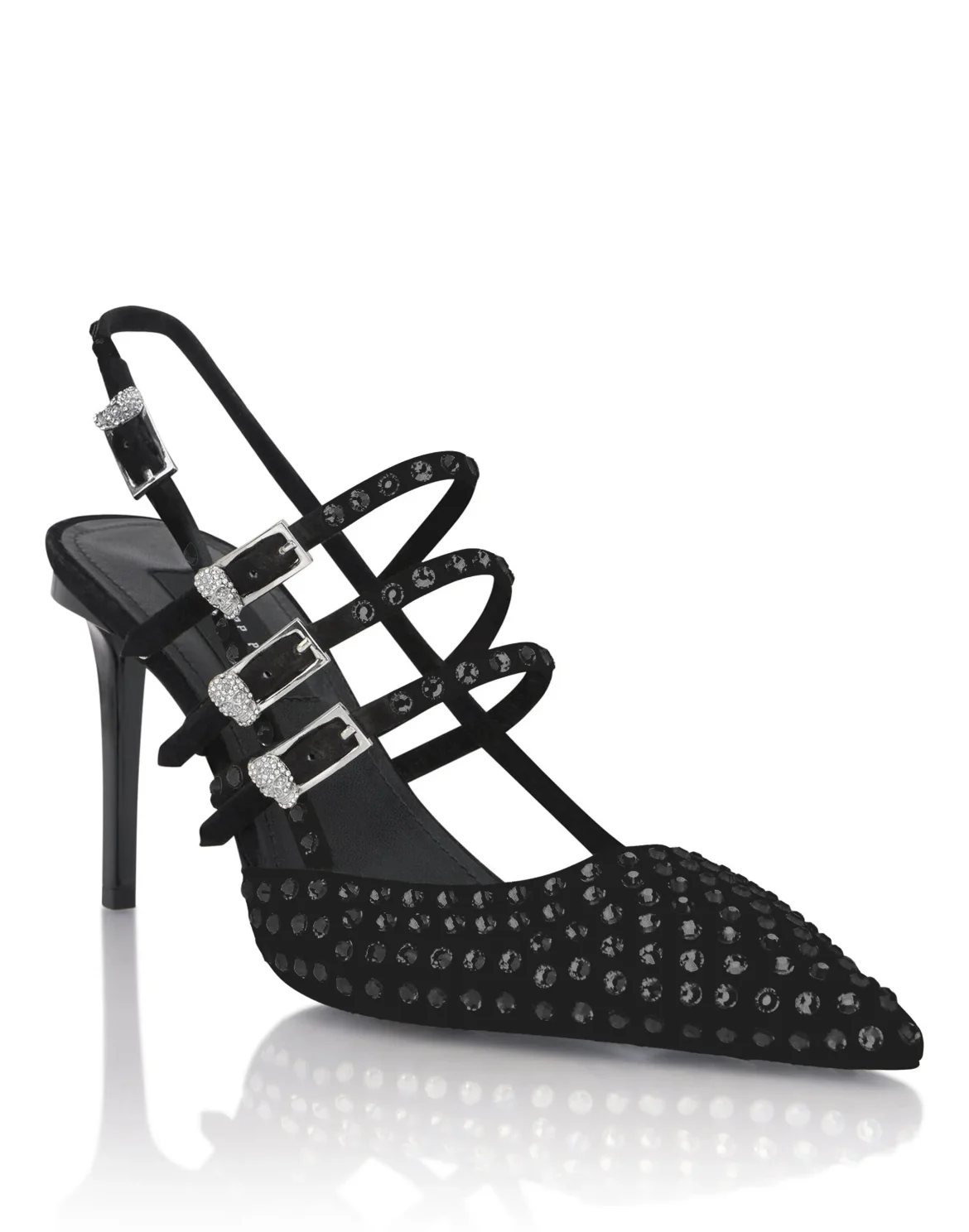 Suede Slingbacks Skull Belts 9, цвет: Черный