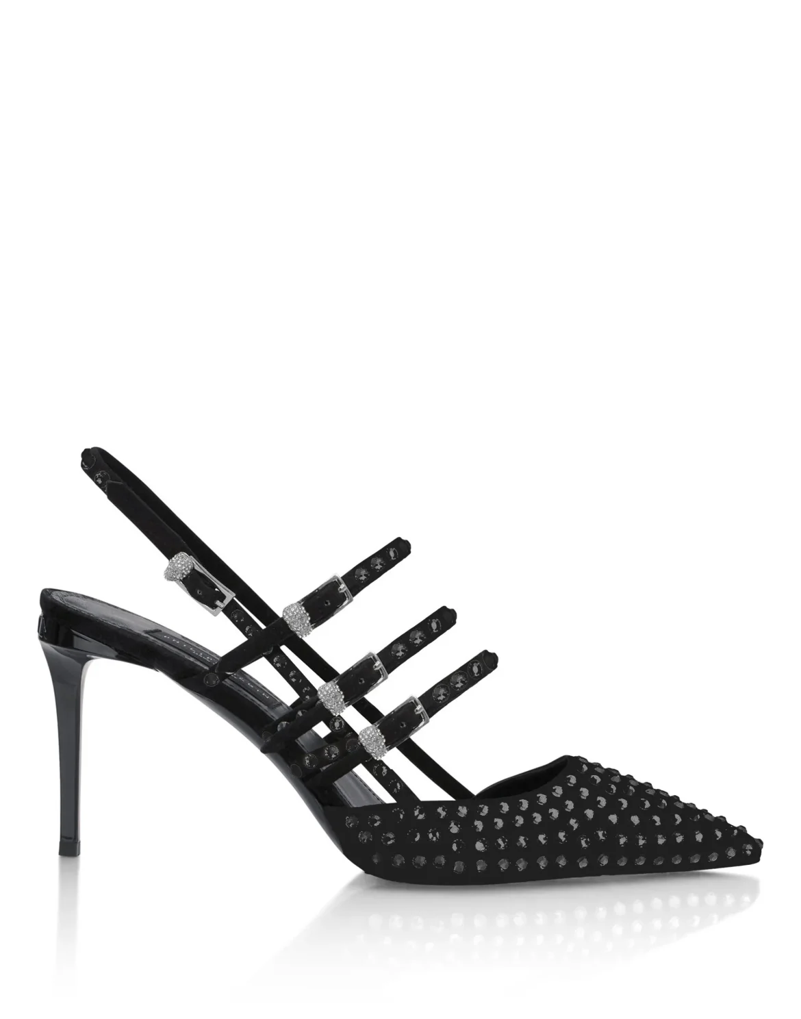 Suede Slingbacks Skull Belts 9, цвет: Черный