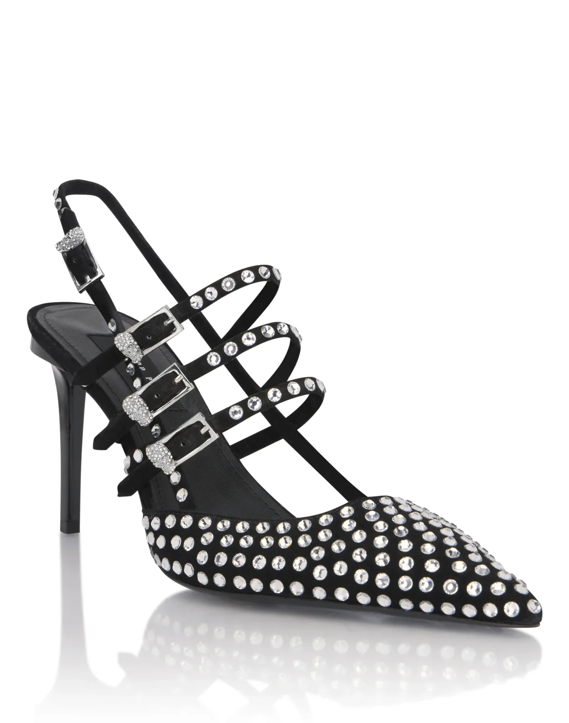 Suede Slingbacks Skull Belts 9, цвет: Черный