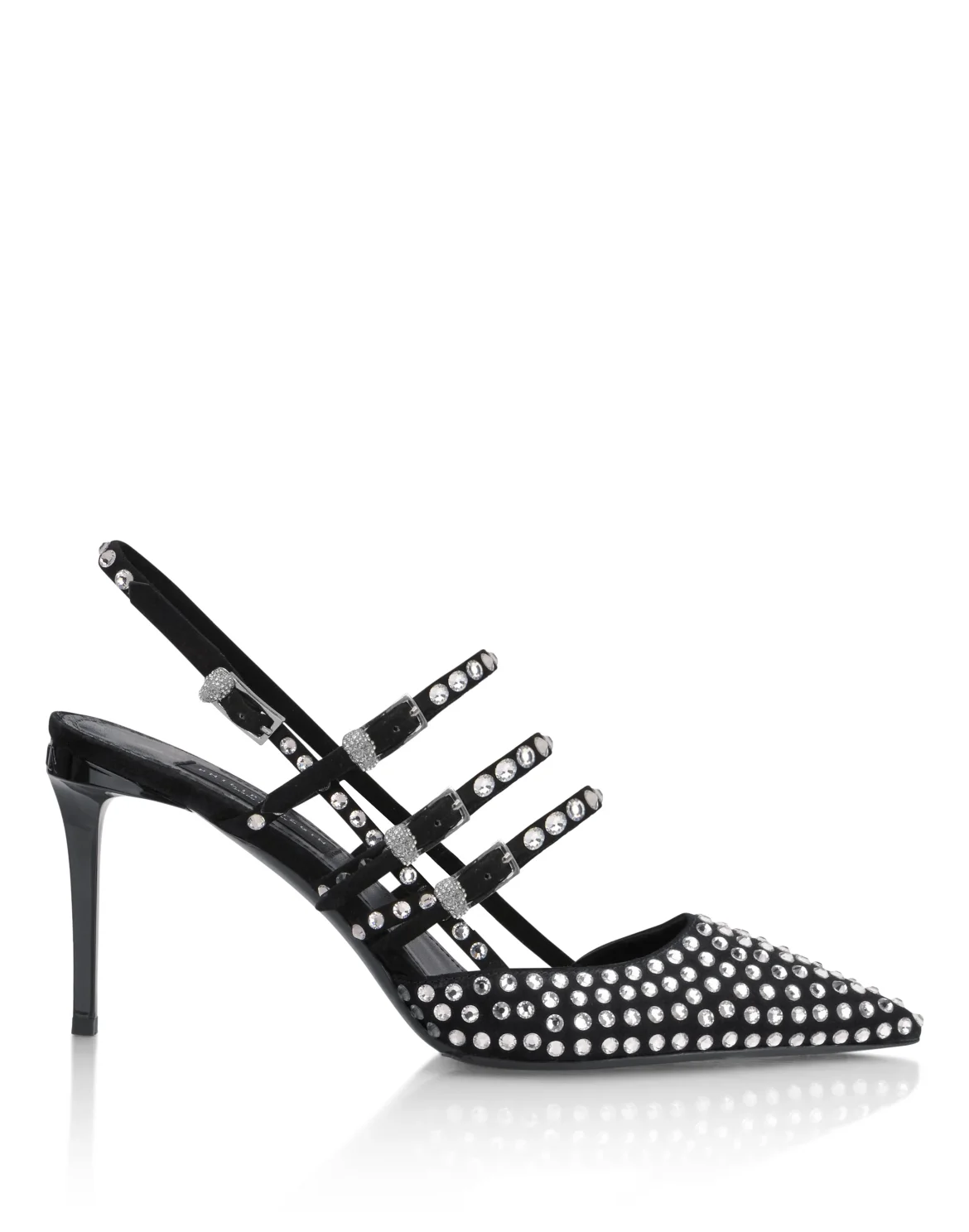Suede Slingbacks Skull Belts 9, цвет: Черный