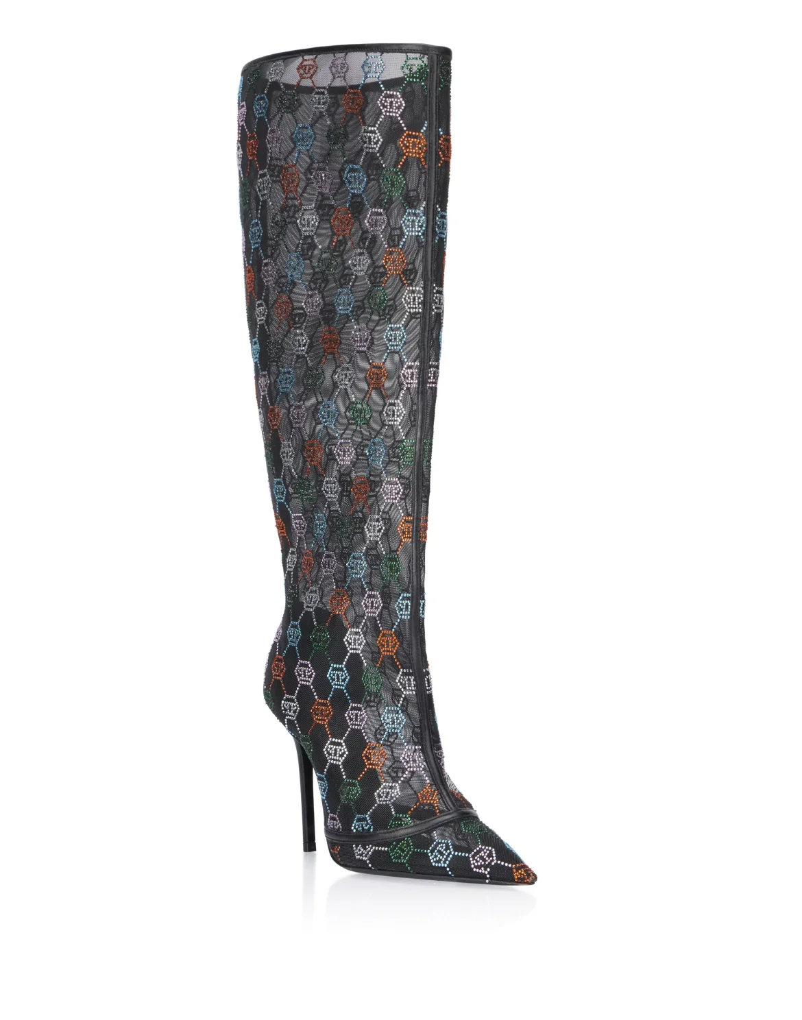 Mesh High Boots Monogram Strass 11, цвет: Черный