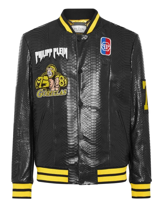 Python Leather College Jacket