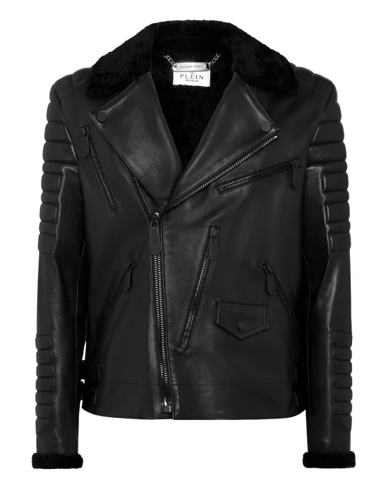 Shearling Leather Biker Gothic Plein