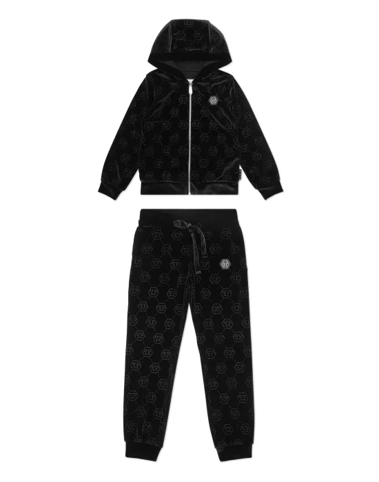 Chenille Jogging Set Hoodie/Trousers Strass Monogram