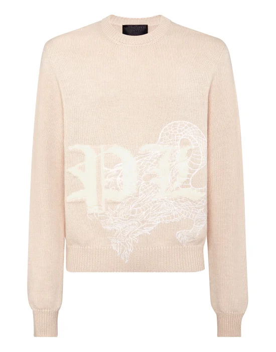 Pullover Round Neck Long-Sleeve Dragon