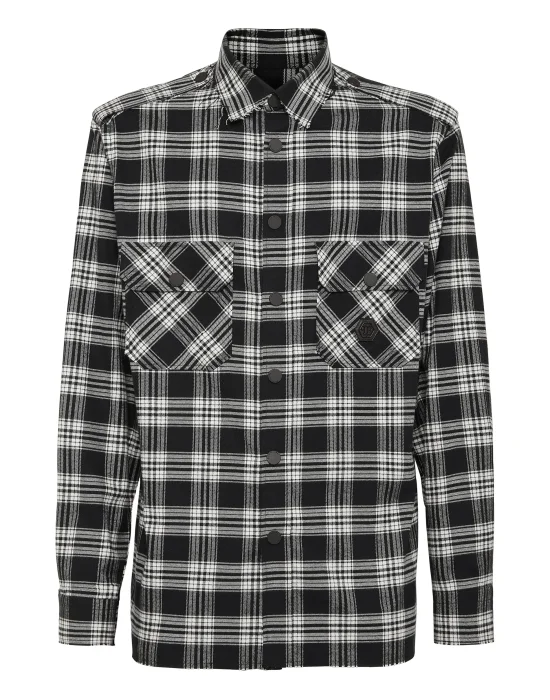 Tartan Shirt Oversize Cut Crystal Skull