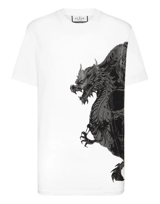 T-shirt Round Neck SS Dragon Skull strass