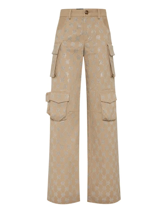 Long Trousers Cargo Fit Strass Monogram