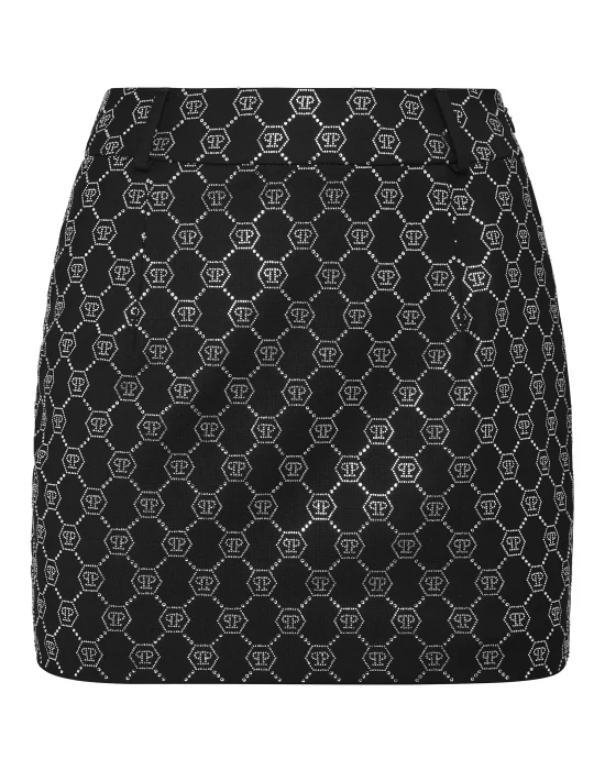 Wool Mini Skirt Strass Monogram