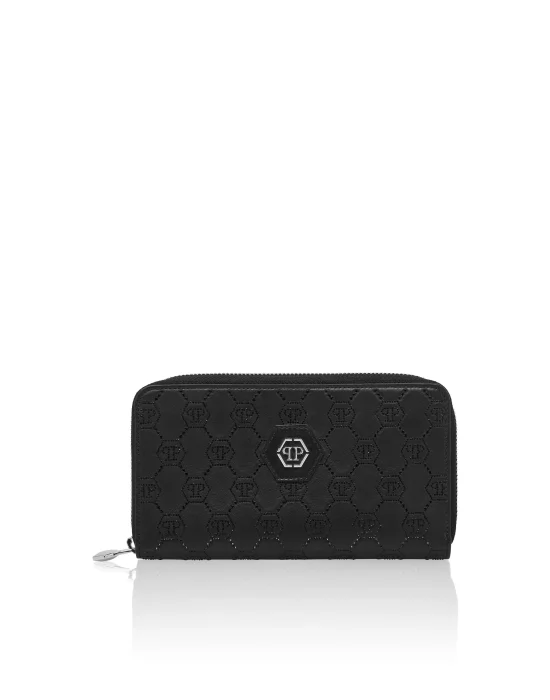 Rounded Zip Wallet Monogram Strass