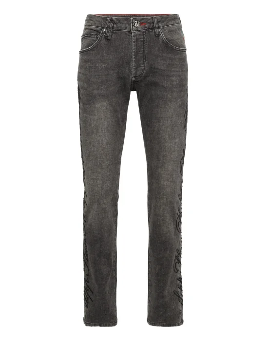 Super Straight Cut Denim Trousers Cursive