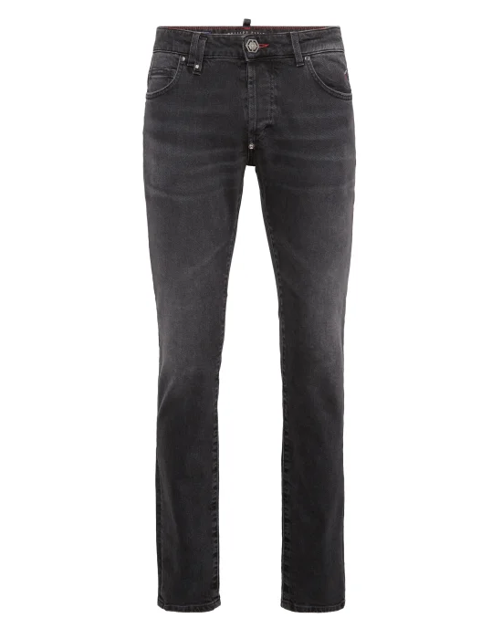 Super Straight Cut Jeans with Monogram Patches