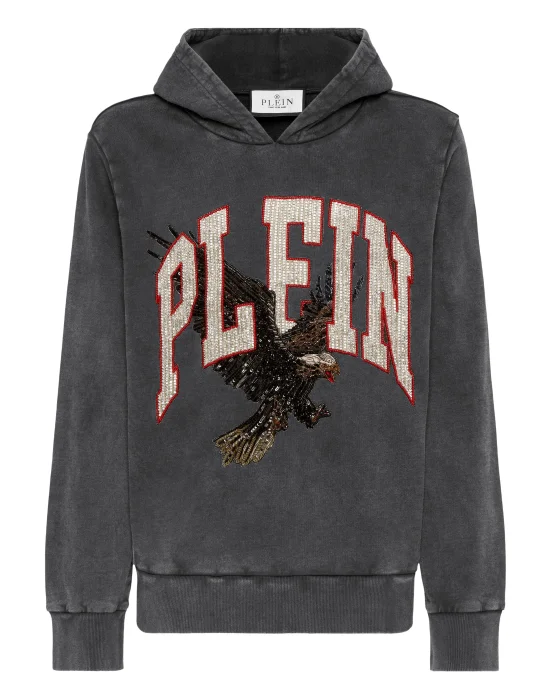 Washed Hoodie Sweatshirt Plein Eagle