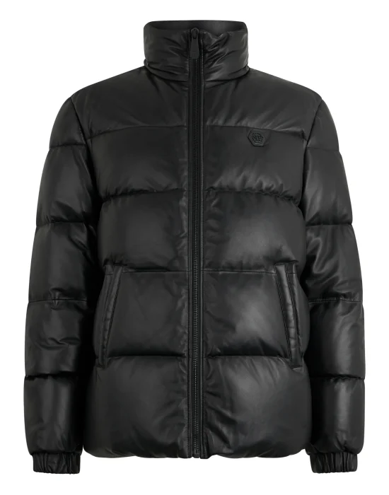 Leather Puffer Jacket Late Checkout
