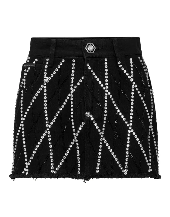 Denim Mini Skirt Diamonds