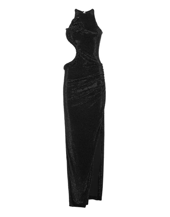Long Dress Black Strass Snake