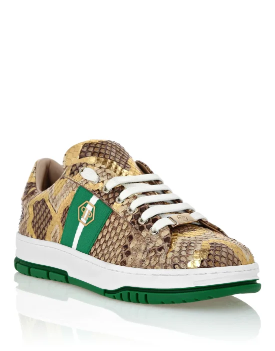 Python Leather Low Top Sneakers Stripes