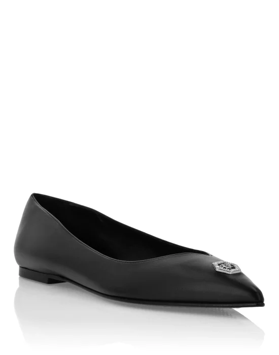 Nappa Leather Ballerina Flats Crystal Fatale