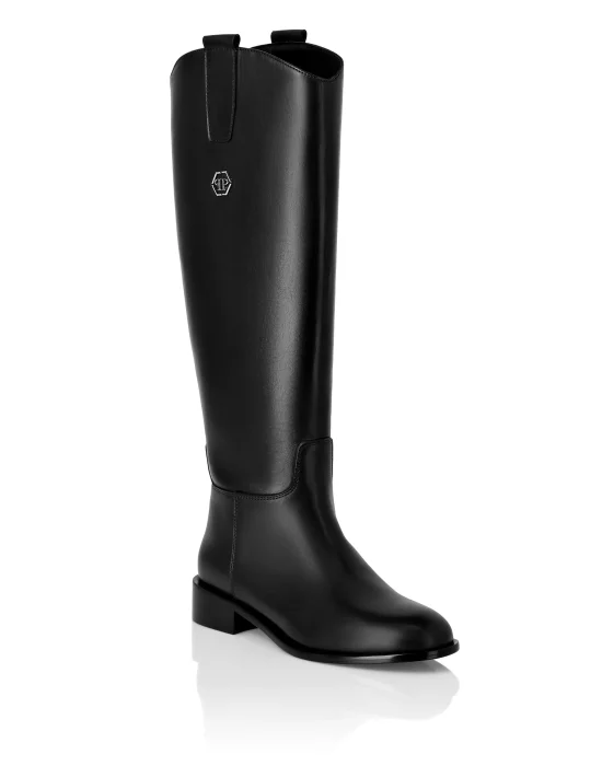 Mid Flat Horsebit Boots Hexagon