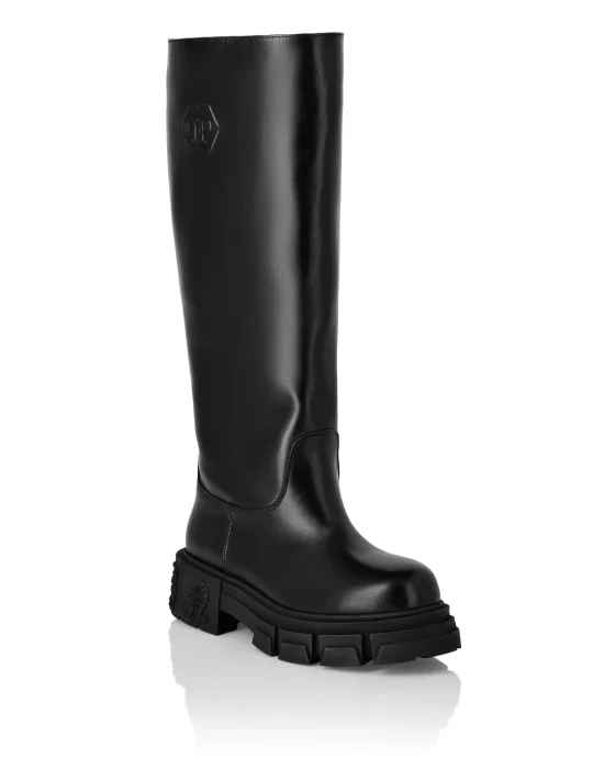 Leather High Boots Gothic Plein