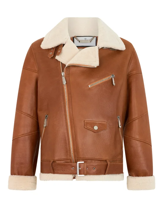 Shearling Biker Jacket Piping