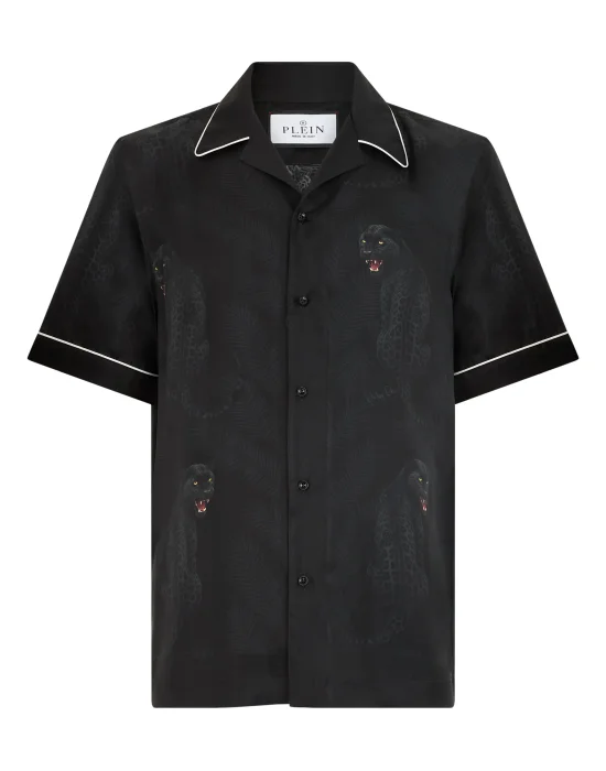 Bowling Shirt All-Over Panther Palms