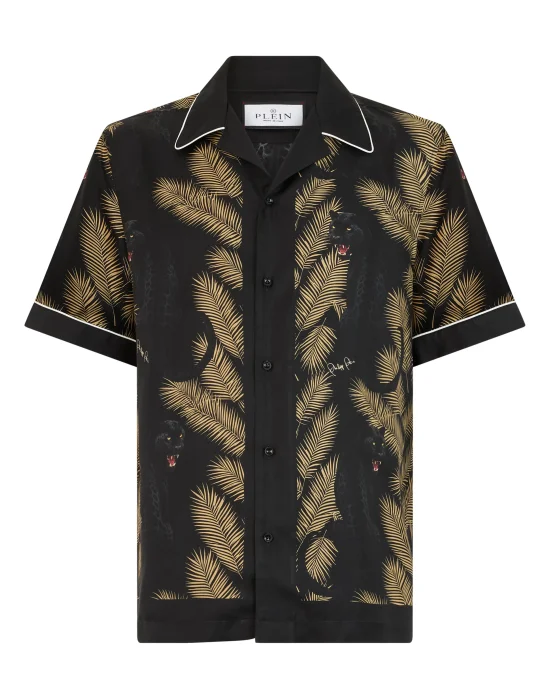 Bowling Shirt All-Over Panther Palms