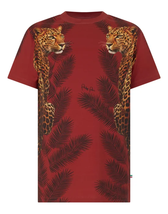 Round Neck T-Shirt Leopard Palms