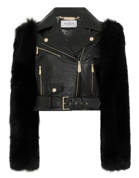 Leather And Fur Biker Jacket