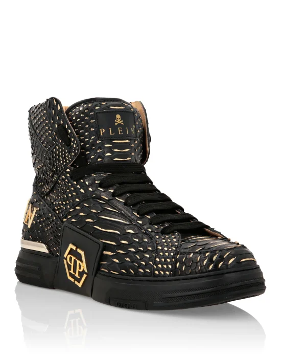HI-TOP SNEAKERS MONEY KICK$ PYTHON Platinum HEXAGON