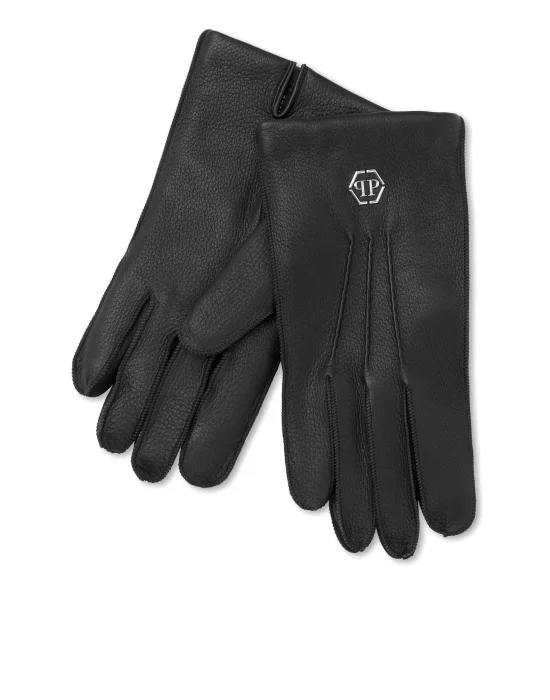 Embossed Leather Mid-Gloves Hexagon
