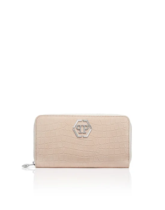Nubuck Rounded Zip Wallet