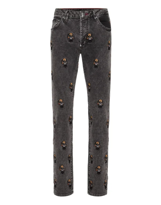 Super Straight Cut Denim Trousers Teddy All-over