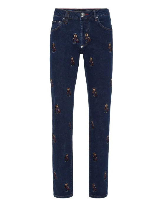 Super Straight Cut Denim Trousers Teddy All-over