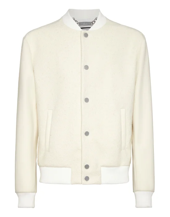 Wool Bomber With Transparent Strass
